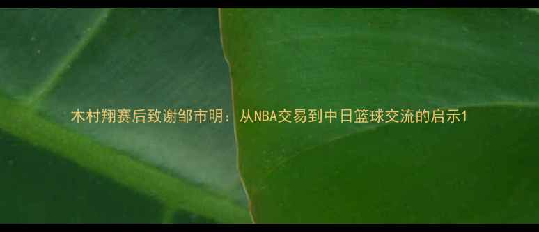 图片 木村翔赛后致谢邹市明：从NBA交易到中日篮球交流的启示1